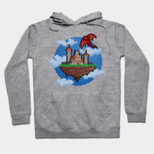 Pixel Art Fantasy Castle and Dragon Hoodie